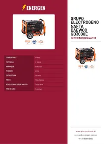 Grupo Electrógeno Nafta Daewoo GD3000E - Folleto