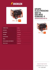 Grupo Electrógeno Nafta Daewoo GD8500E-3 - Folleto