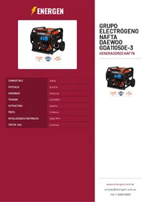 Grupo Electrógeno Nafta Daewoo GDA11050E-3 - Folleto