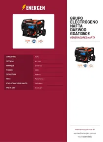 Grupo Electrógeno Nafta Daewoo GDA11050E - Folleto