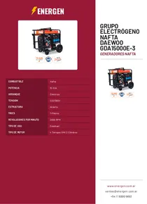 Grupo Electrógeno Nafta Daewoo GDA15000E-3 - Folleto