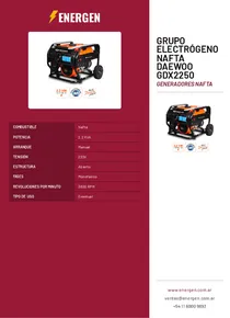 Grupo Electrógeno Nafta Daewoo GDX2250 - Folleto