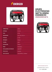 Grupo Electrógeno Nafta Honda EG6500CXS - Folleto