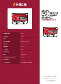 Grupo Electrógeno Nafta Honda EP2500CX - Folleto