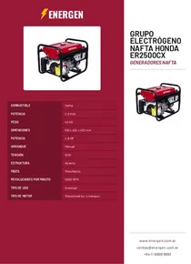 Grupo Electrógeno Nafta Honda ER2500CX - Folleto