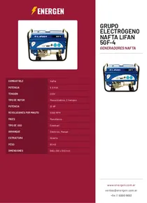 Grupo Electrógeno Nafta Lifan 5GF-4 - Folleto