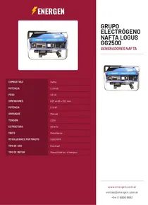 Grupo Electrógeno Nafta Logus GG2500 - Folleto