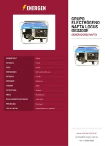 Grupo Electrógeno Nafta Logus GG3300E - Folleto