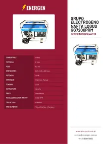 Grupo Electrógeno Nafta Logus GG7200Prm - Folleto