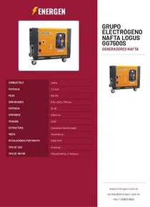 Grupo Electrógeno Nafta Logus GG7500S - Folleto