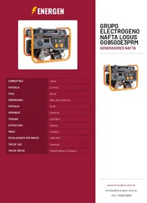 Grupo Electrógeno Nafta Logus GG8500E3Prm - Folleto