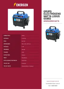 Grupo Electrógeno Nafta Logus GG950 - Folleto