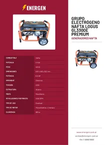 Grupo Electrógeno Nafta Logus GL3300E Premium - Folleto