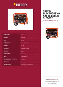 Grupo Electrógeno Nafta Logus GL5500E - Folleto