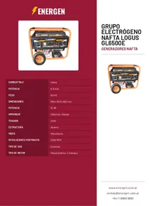 Grupo Electrógeno Nafta Logus GL6500E - Folleto