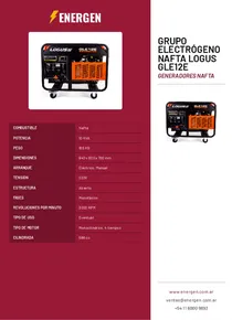 Grupo Electrógeno Nafta Logus GLE12E - Folleto