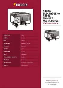 Grupo Electrógeno Nafta Shimura KGE12000TCE - Folleto