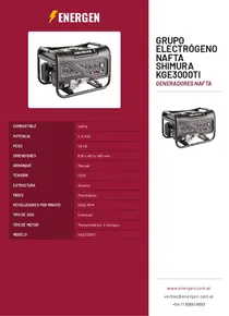 Grupo Electrógeno Nafta Shimura KGE3000TI - Folleto