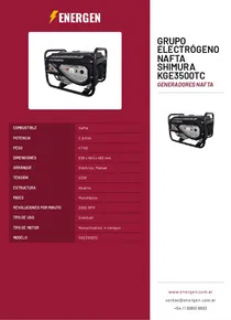 Grupo Electrógeno Nafta Shimura KGE3500TC - Folleto