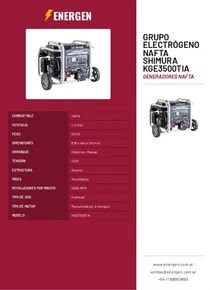 Grupo Electrógeno Nafta Shimura KGE3500TIA - Folleto