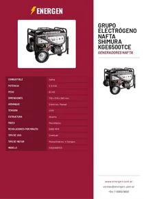 Grupo Electrógeno Nafta Shimura KGE6500TCE - Folleto