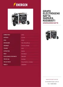 Grupo Electrógeno Nafta Shimura KGE6800TI - Folleto