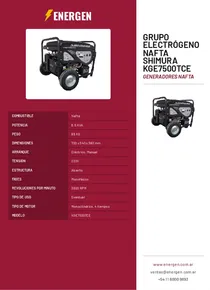 Grupo Electrógeno Nafta Shimura KGE7500TCE - Folleto