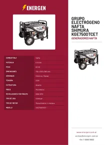 Grupo Electrógeno Nafta Shimura KGE7500TCET - Folleto