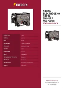 Grupo Electrógeno Nafta Shimura KGE7500TI - Folleto