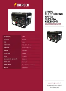 Grupo Electrógeno Nafta Shimura KGE8000TI - Folleto