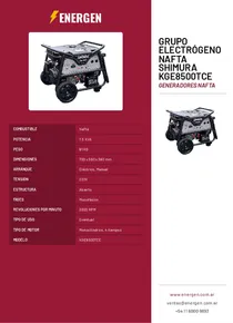 Grupo Electrógeno Nafta Shimura KGE8500TCE - Folleto