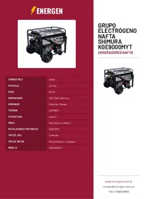 Grupo Electrógeno Nafta Shimura KGE9000MYT - Folleto