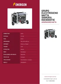 Grupo Electrógeno Nafta Shimura KGE9000TIE - Folleto