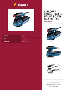 Lijadora Excéntrica de Palma Bosch GEX 125-1 AE - Folleto