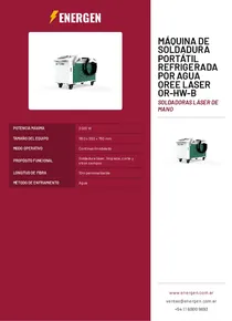 Máquina de soldadura portátil refrigerada por agua Oree Laser OR-HW-B - Folleto