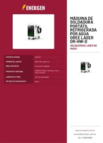 Máquina de soldadura portátil refrigerada por agua Oree Laser OR-HW-D - Folleto