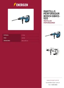 Martillo Perforador Bosch GBH12-52D - Folleto