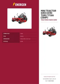 Mini Tractor Giro Cero Toro Titan (26HP) - Folleto