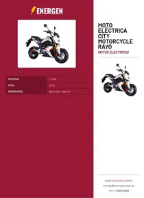 Moto Eléctrica City Motorcycle Rayo - Folleto