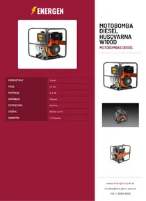 Motobomba Diesel Husqvarna W100D - Folleto