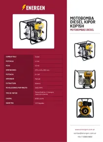 Motobomba Diesel Kipor KDP15H - Folleto