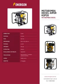 Motobomba Diesel Kipor KDP20 - Folleto