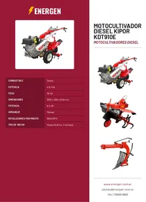 Motocultivador Diesel Kipor KDT910E - Folleto