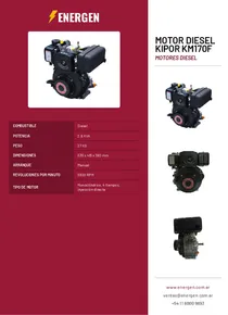 Motor Diesel Kipor KM170F - Folleto