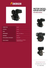 Motor Diesel Kipor KM178F - Folleto