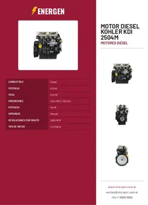 Motor Diesel Kohler KDI 2504M - Folleto