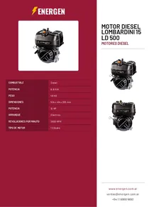 Motor Diesel Lombardini 15 LD 500 - Folleto