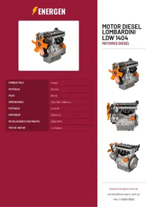 Motor Diesel Lombardini LDW 1404 - Folleto