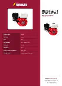 Motor Nafta Honda GX200 - Folleto