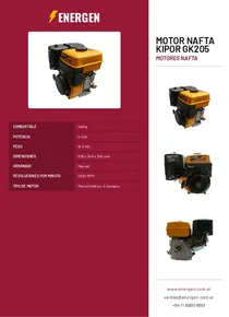 Motor Nafta Kipor GK205 - Folleto